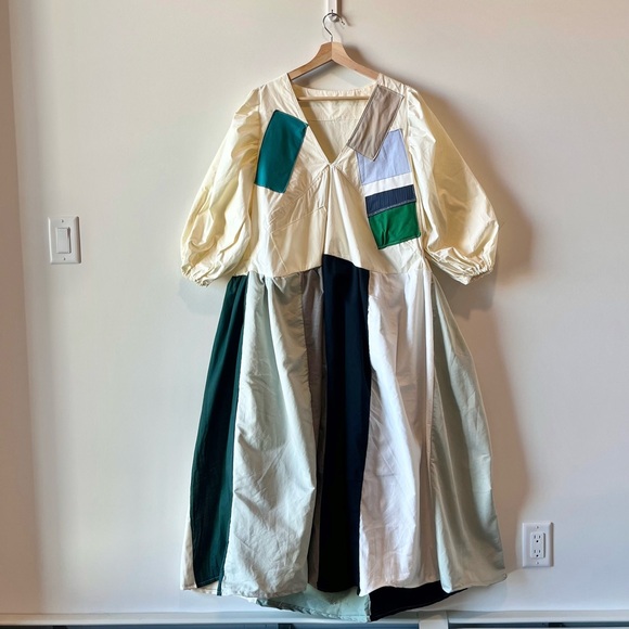 Cloudy Meadow Dress | Handmade V-Neck Patchwork Dress SKU 01172 - Picture 3 of 16